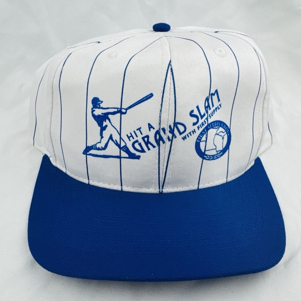 Vintage 90s First Supply Grand Slam Baseball Pinstripe Snapback Hat